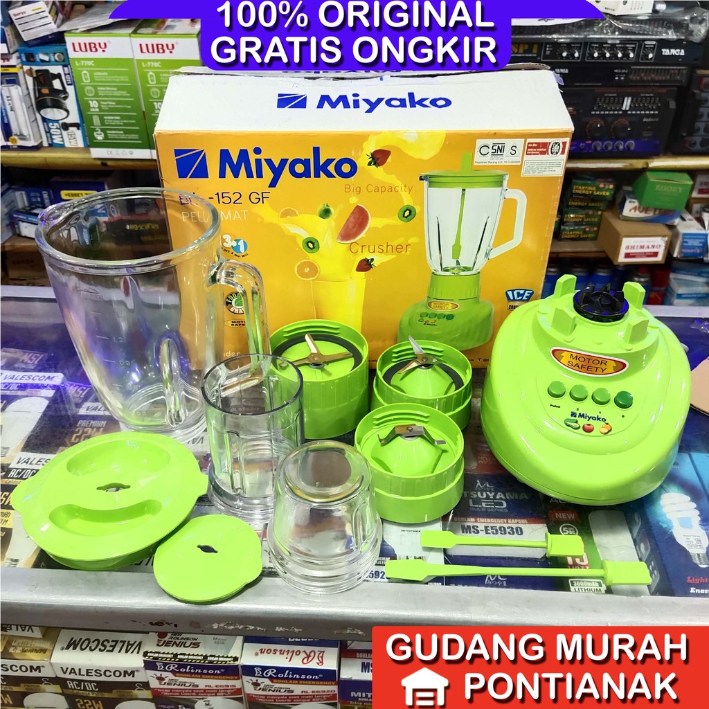 Blender Miyako BL 152 GF 1,5 Liter 1.5 kapasitas besar Kaca 3in1 pelumat bumbu kering dan basah jus