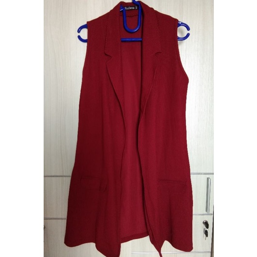 Outer Cardigan Shafeena warna merah maroon(preloved)
