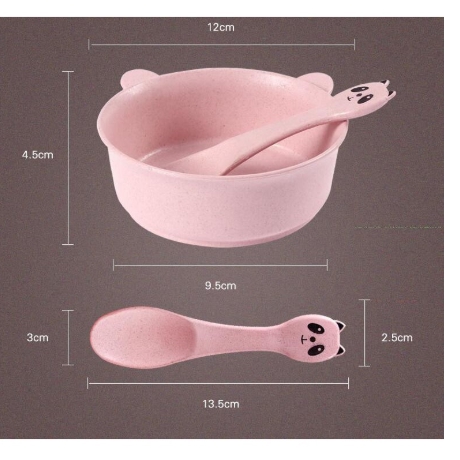 BRB01 Baby Rice Bowl Cutlery Set Wheat Straw Tableware Children's Bowl