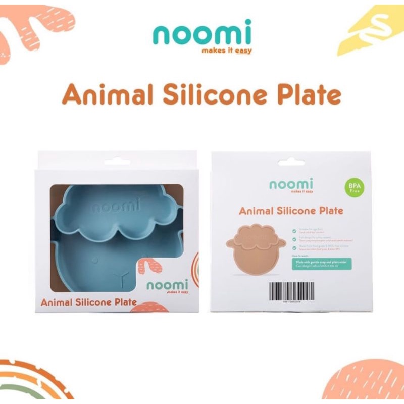 Noomi silicone animal plate piring silikon tahan panas