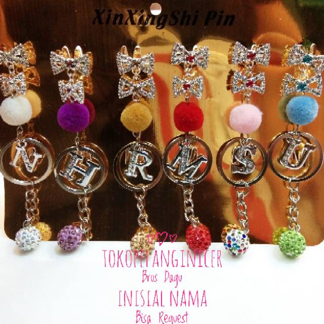 Bros Nama Hijab/ Bross Dagu Jilbab Inisial Huruf Custom by TokoPelangiNicer Fashion Muslim Wanita