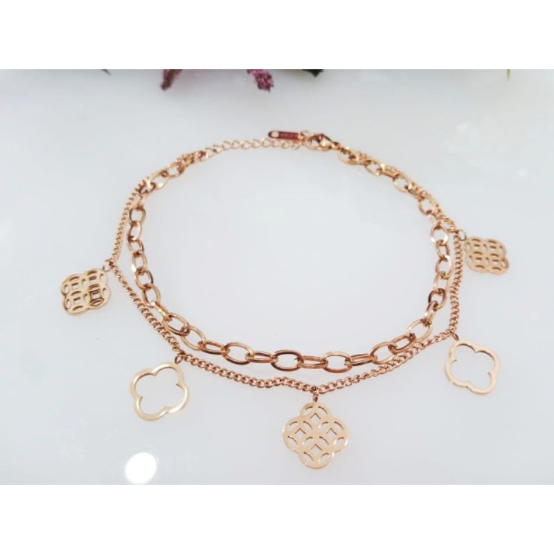 Gelang Titanium Wanita Anti karat Gelang Rantai Blink