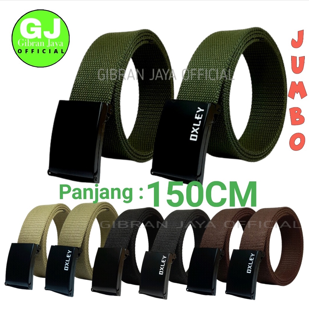 Gesper Ikat Pinggang Size JUMBO 150CM Pria dan Wanita Katun Hitam Polos TEBAL TERMURAH