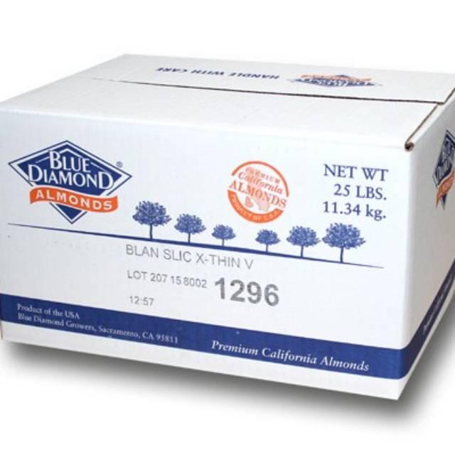 Almond slice Blue Diamond 25 lbs 11.34 kg 1 dus Isi 11,34 kg (25 lbs)