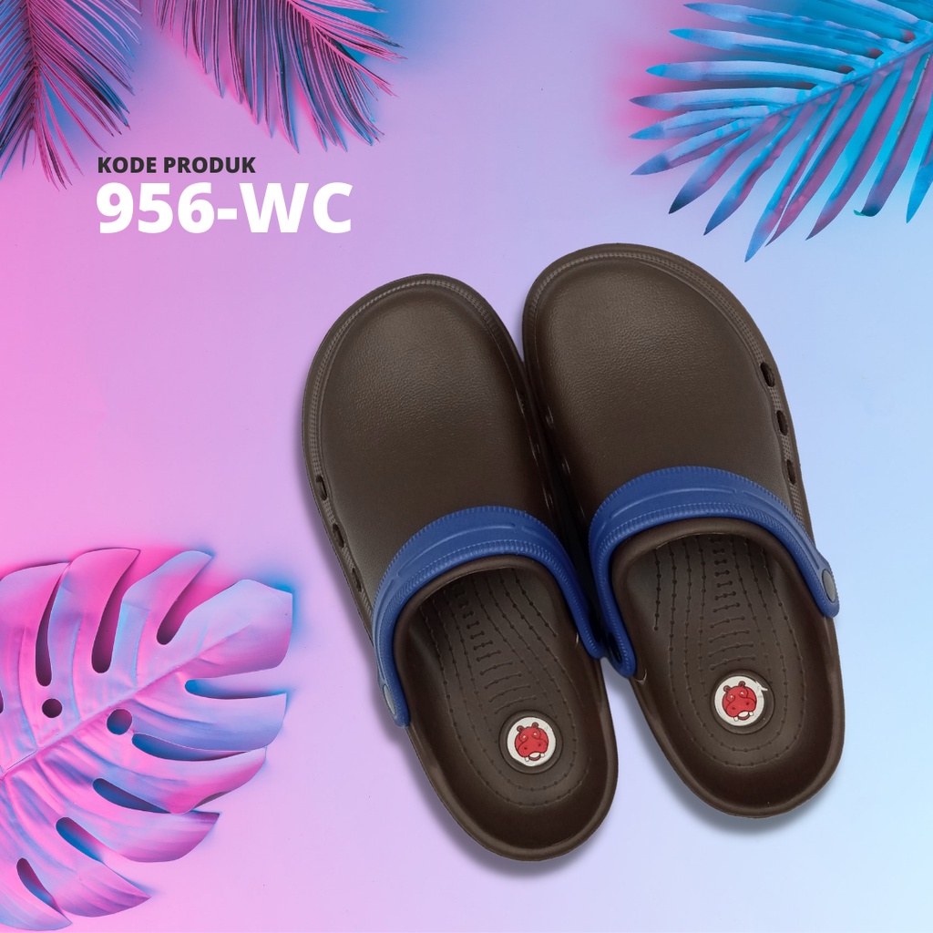 Sandal Baim Sendal Kodok Sandal Slop Sandal Rumah Sandal Perawat Pria Wanita Anti Slip Anti Air Lentur-Coklat