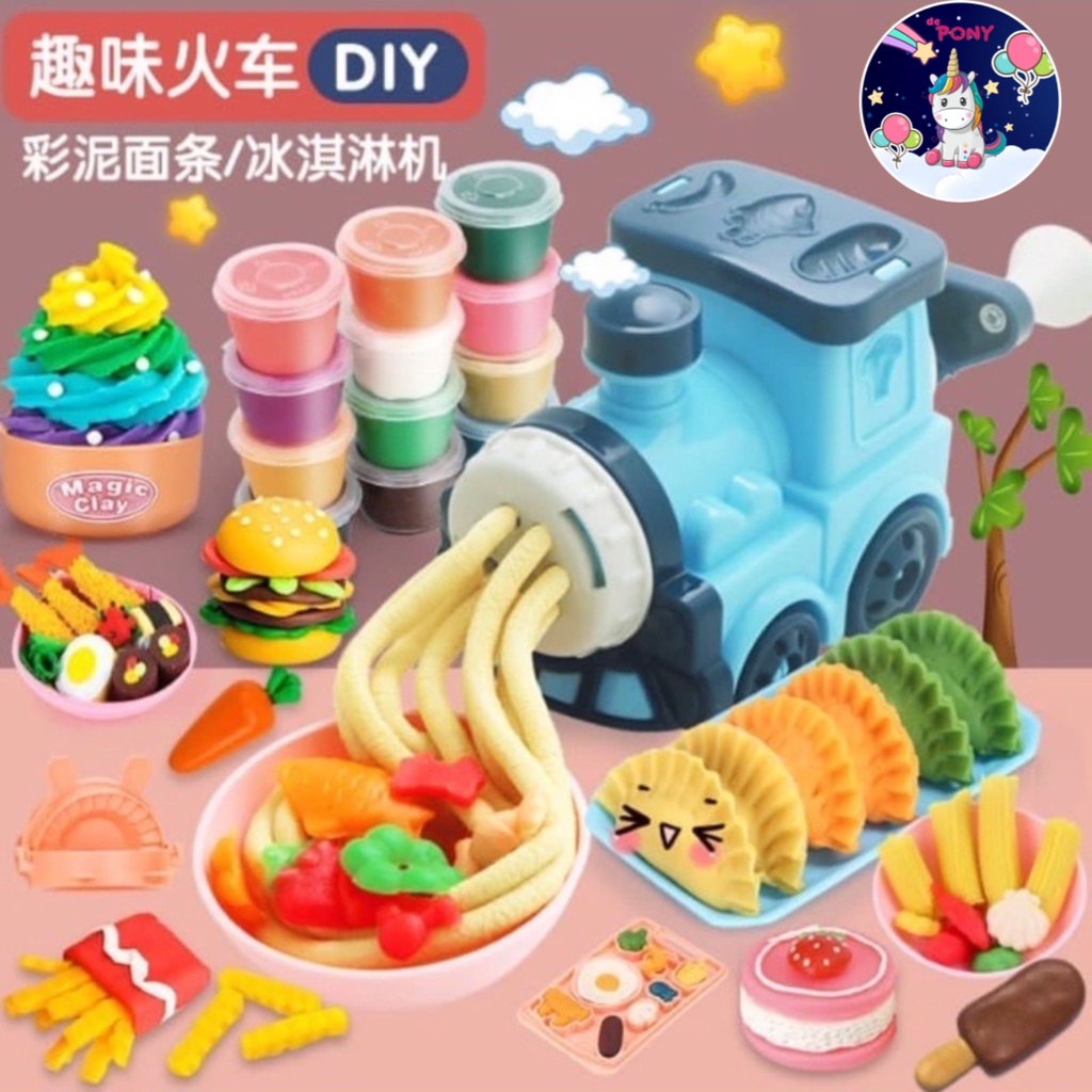 Mainan Anak Clay Plastisin KeretaApi Cetakan Kue Mie