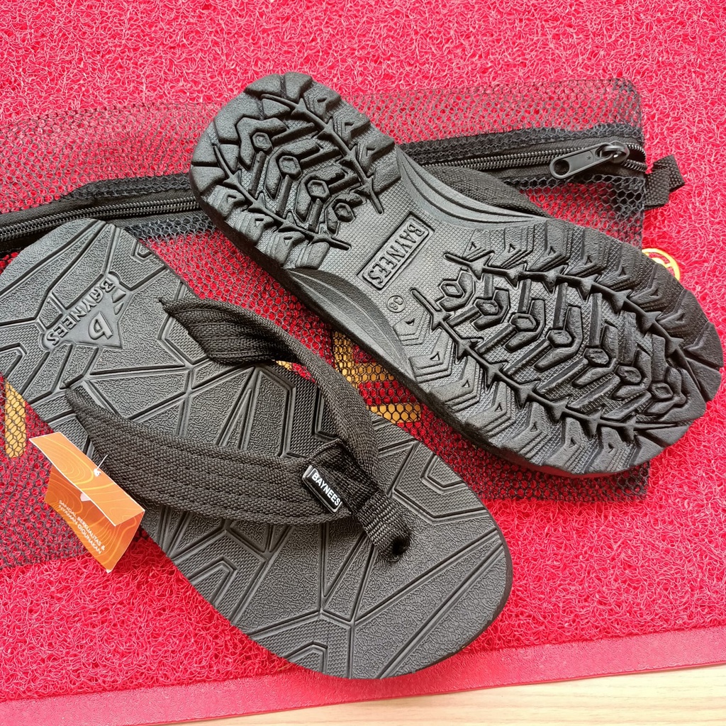 Sandal japit outdoor gunung pria baynees warna full hitam ukuran (33-42), kuat dan awet, cocok untuk harian atau berpergian buruan checkout bisa COD