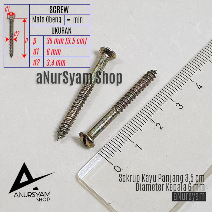 Sekrup Kayu 3.5 cm / Sekrup 6 x 3.5 cm Isi 24 pcs / Sekrup Kayu Min