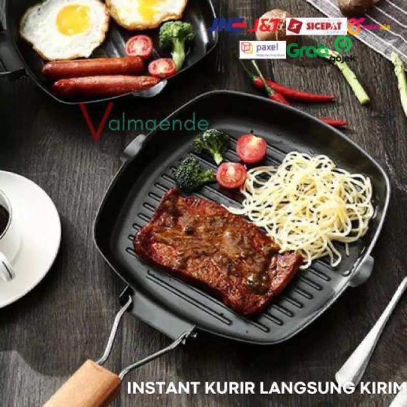 Grill Pan Anti Lengket Panggangan BBQ GSF 2602 Wajan Lipat GSF 2402 Pemanggang Kompor Gagang Tekuk Barbeque Bulgogi Teflon