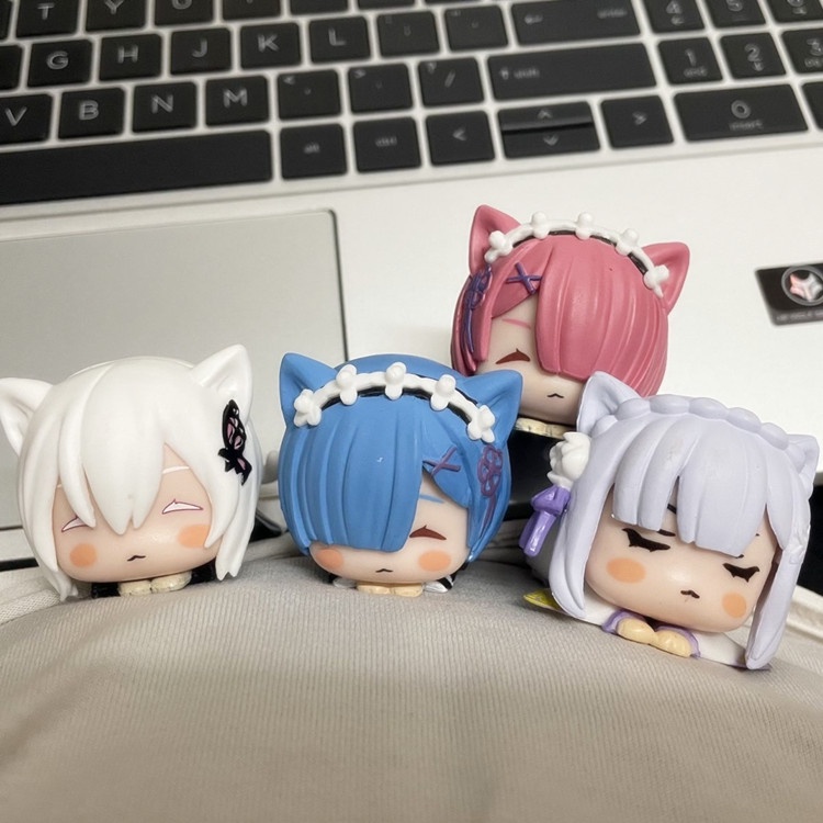 4pcs Mainan Action Figure Anime Re Life In A Different World From Zero Mini Sleep Cat Rem Ram Emilia Bahan PVC Untuk Hadiah