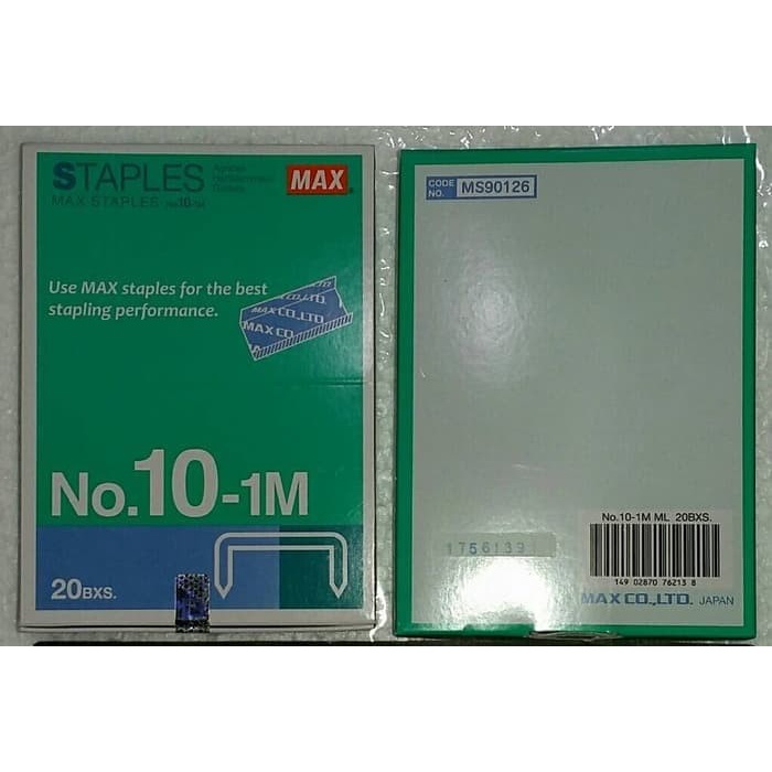 

Hawtho | Isi Staples Max No.10 Original 1 PACK ISI 20 BOX KECIL Murah Baru