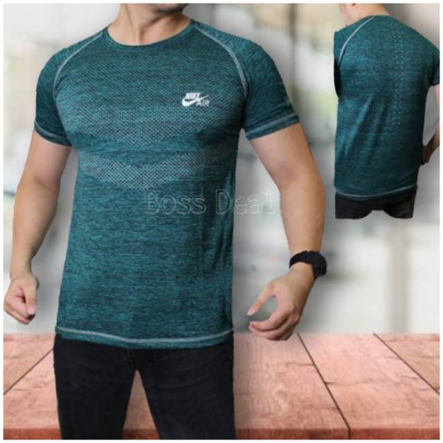Kaos Gym Pria Hijau Abu|Kaos Fitness Cowok|Baju Olahraga|Kaos Training Outdoor|Kaos Nike Dewasa