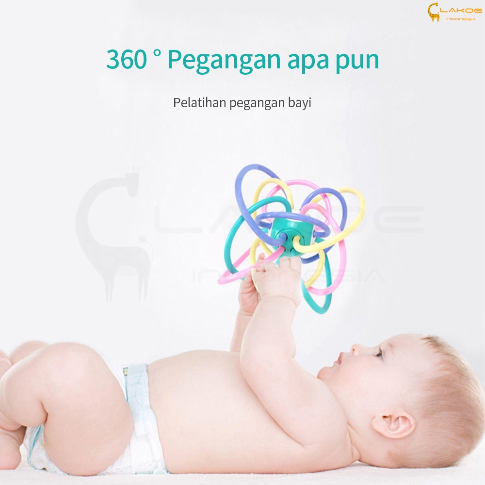 LAKOE Mainan bayi Manhattan bola /Rattle teether bayi karet lembut