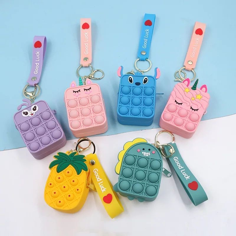 Dompet Pop It Karakter Motif Kartun / Dompet Pop It Koin / Dompet Pop It Lucu