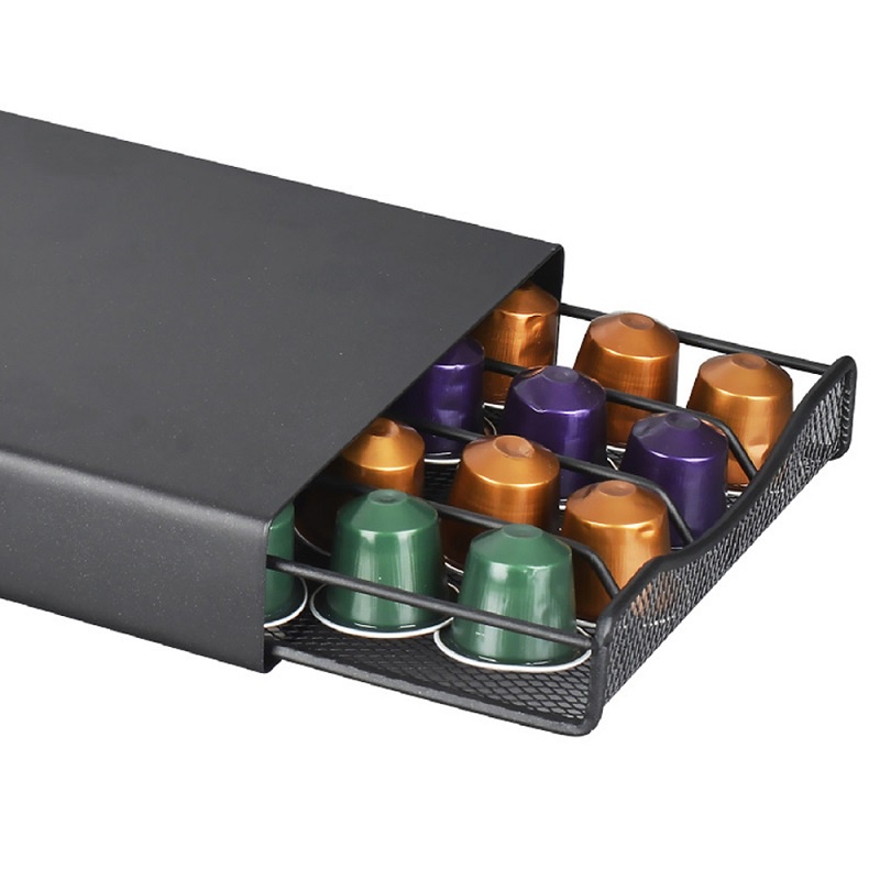 40pcs Tempat Kapsul Kopi Hitam Coffee Capsules Drawer Rak Holder Untuk Capsul Nespresso