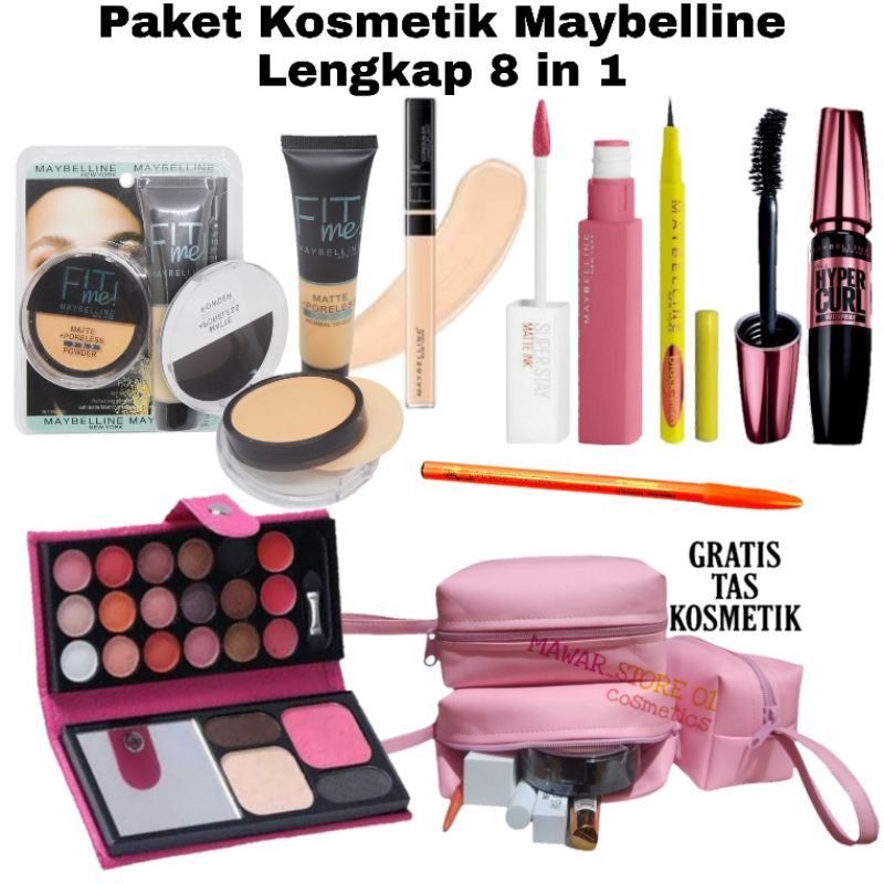 Kosmetik Maybellin Lengkap 8 in 1 / Paket Kosmetik Maybelline Lengkap Murah*