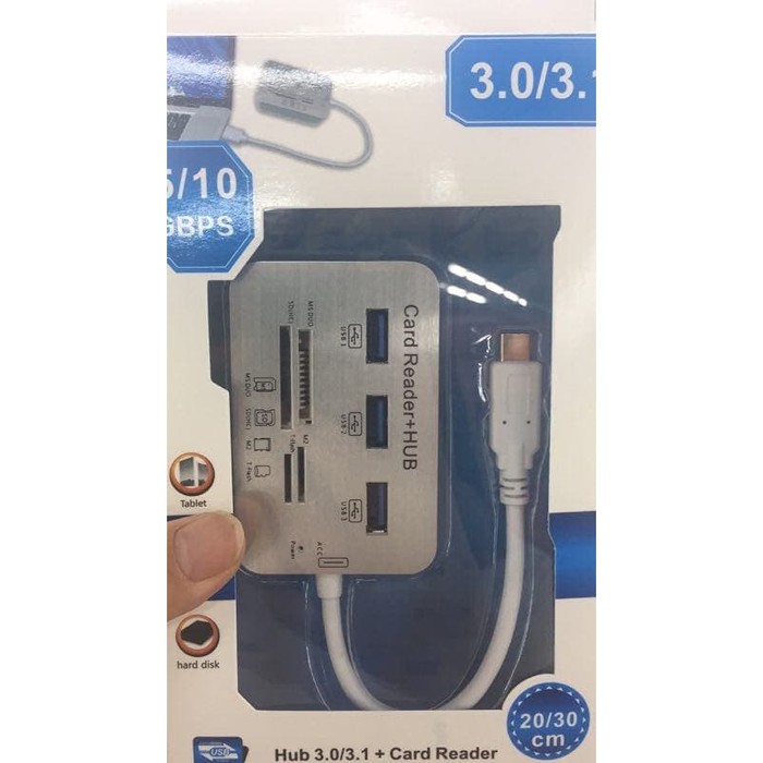 Type C USB 3.1 to 3-Port USB Hub 3.0+MS/SD/M2/TF Card Reader Lexcron