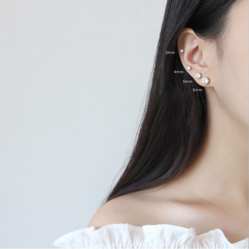 Anting Tusuk Sterling Silver 925 Hypoallergenic Gaya Korea Dengan Zircon Untuk Wanita