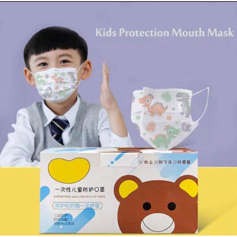 Masker Anak One Med Duckbill pcs/Masker anak 3 ply Dinosaurus