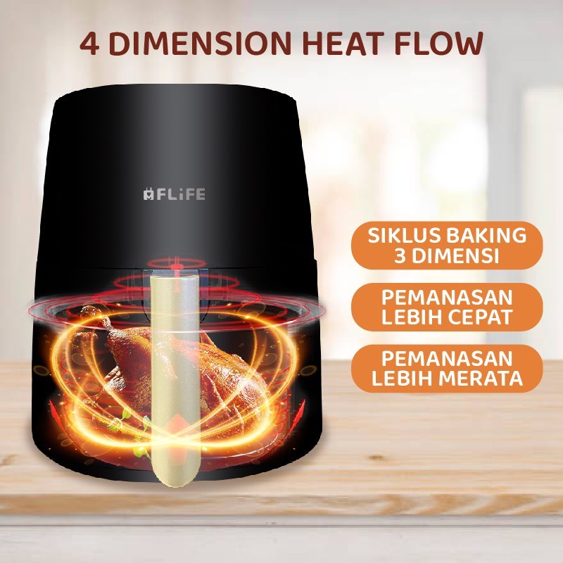 Flife Air fryer 4.5L Model FC-12AF01 - Mesin Penggoreng Tanpa Minyak