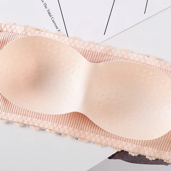 HC Bra Wanita Crop Top Bahan Halus Renda 6401 Bra Kait Simple Import Murah Bra Kemben Tanpa Tali-6