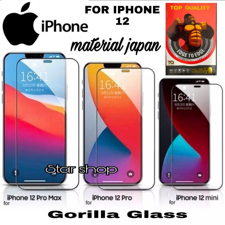 Tempered Glass iphone 12 Pro Max/12 Pro/ 12 12 Mini Goriila Glass Full Layar