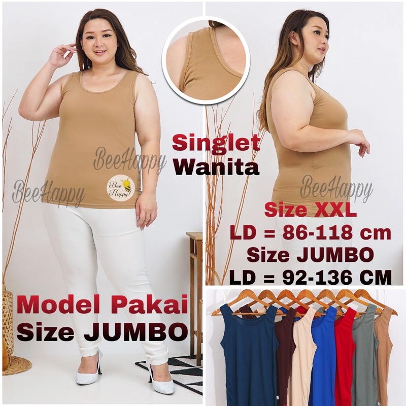 TOKO KL | KATUN 100 % PILIH WARNA Singlet Wanita XXL / Jumbo / Tanktop Wanita Tali Lebar Jumbo