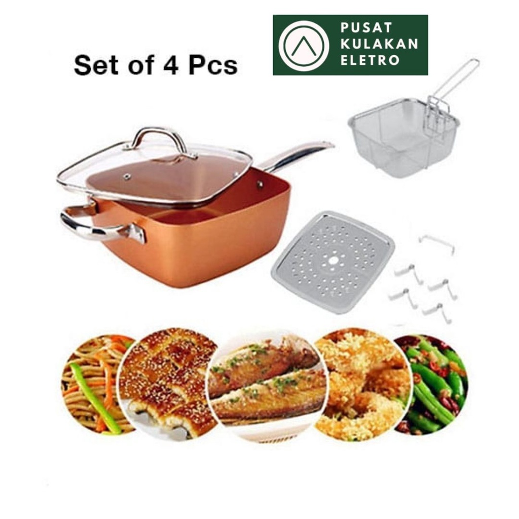 LRC MULTIPURPOSE SQUARE PAN COPPER FINISH / WAJAN KOTAK MULTIFUNGSI / WAJAN KOTAK TEBAL LRC