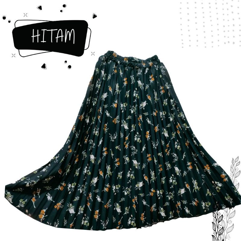 AM27 ROK PLISKET WANITA DEWASA Panjang Muslim MOTIF KEMBANG LILY + EXCLUSIVE JUMBO