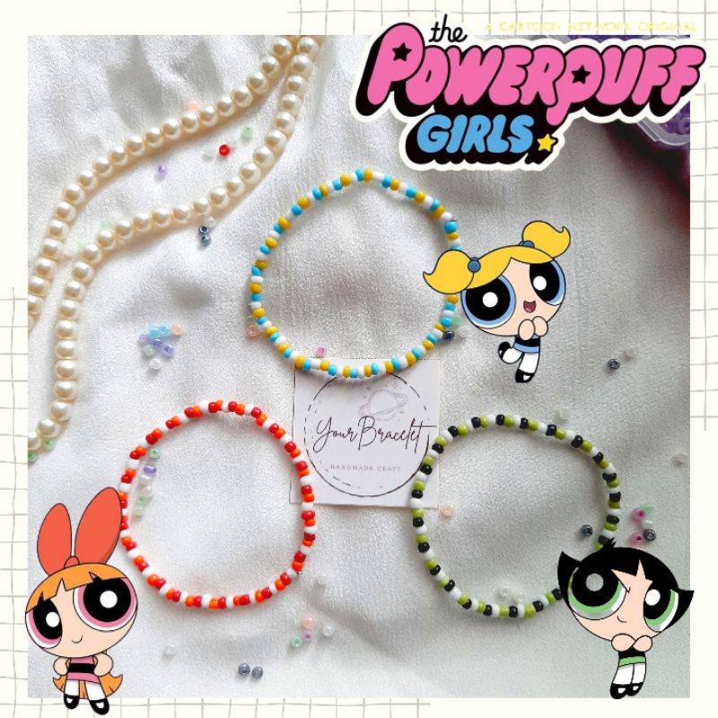 [B18]- PRE ORDER! Powerpuff girls | gelang kartun animasi powerpuff girls | gelang manik | bracelet | beaded | disney | Cincin manik | Korean ring