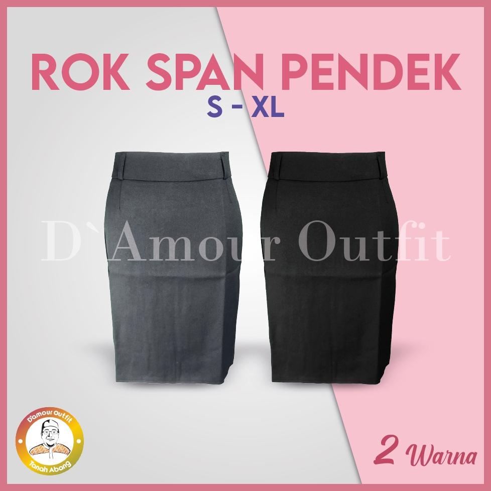 Rok Span Pendek Wanita Hitam Dan Abu Ukuran S M L Xl Bahan Gabardine Premium Mini Skirt Polos / Kerj