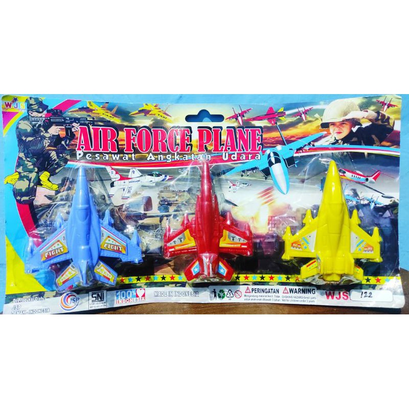 MAINAN PESAWAT ANGKATAN UDARA ISI 3 PULLBACK / MAINAN ANAK PESAWAT TERBANG AIR FORCE PLANE ISI 3