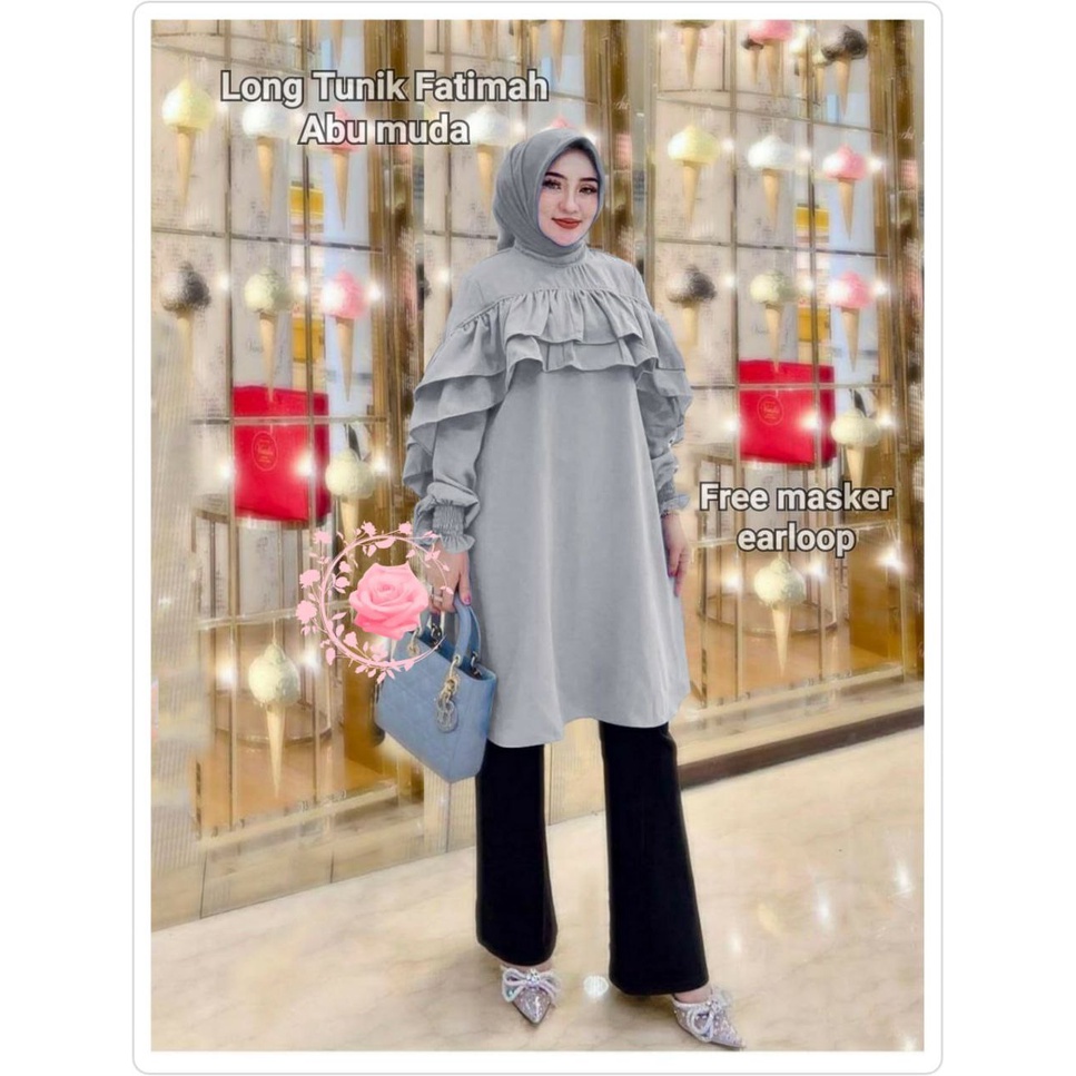 LONG TUNIK FATIMAH / TUNIK PANJANG FASHION WANITA / TUNIK DRESS MODEL TERLARIS TERBARU