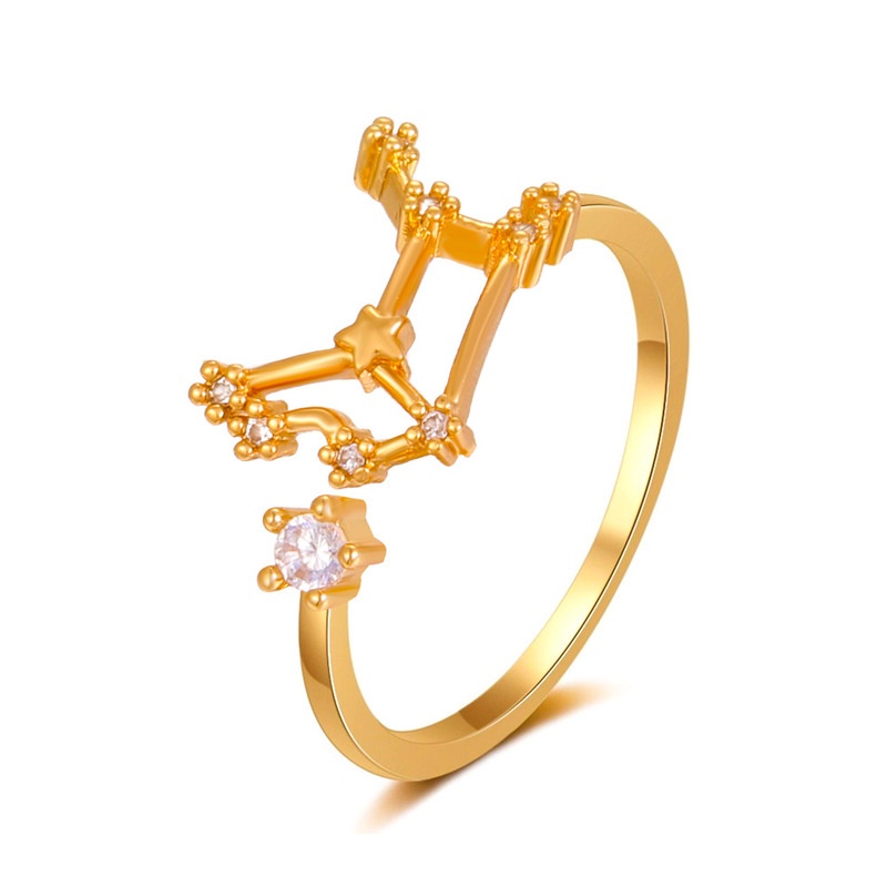 Cincin Berlian Desain Zodiak Gaya Vintage Untuk Pasangan