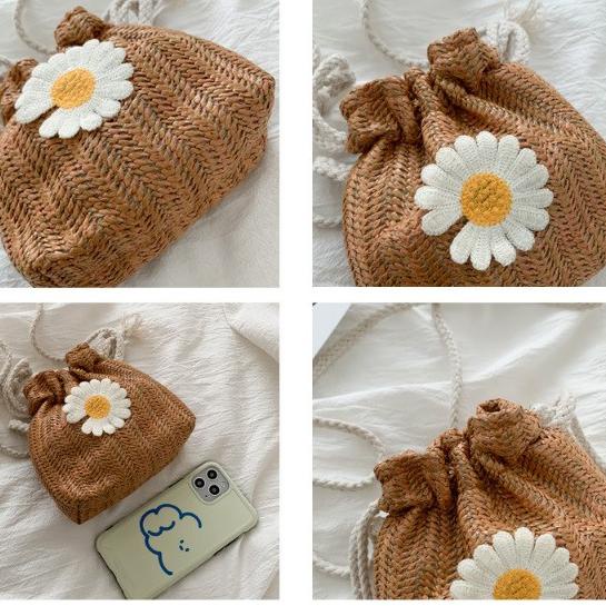 Mouseman - Tas Selempang Rajut Motif Bunga Daisy / Tas Serut ‣ PGT.953604