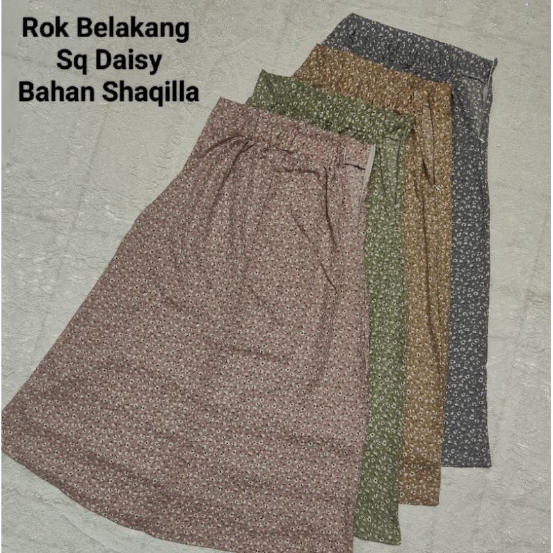 Rok Wanita Span Panjang Korea Style Bahan Shaqilla Sq Daisy &amp; Sq Lily Motif Bunga Model Kekinian