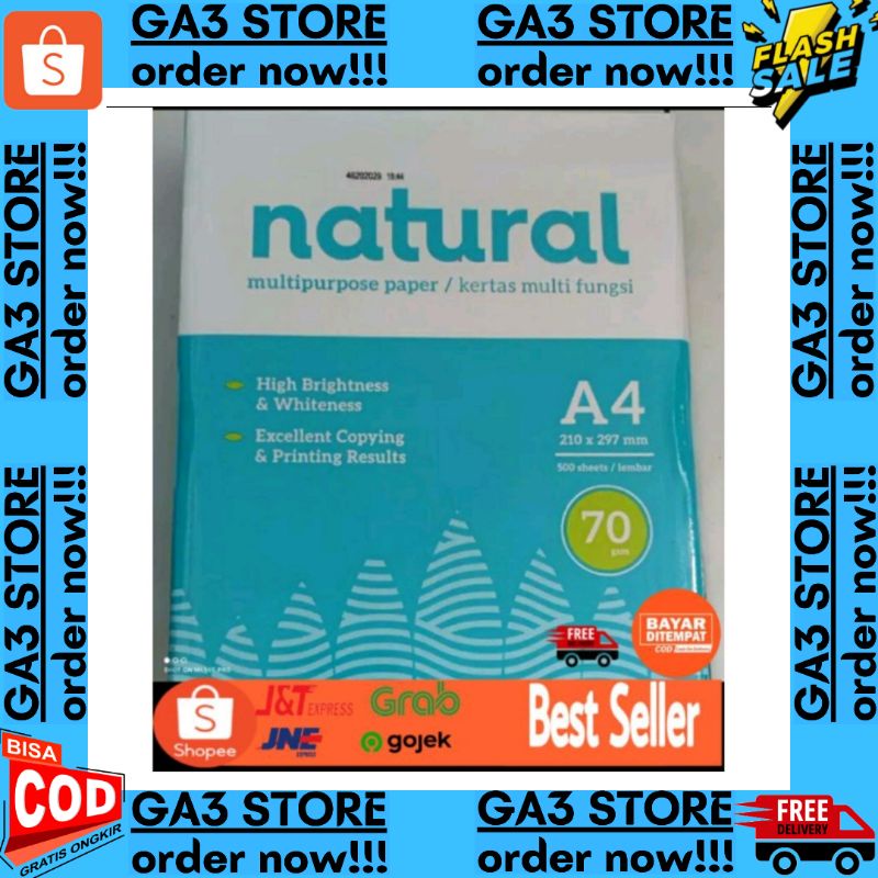 

Kertas A4 Natural ( 210 x 297 ) @500 Lembar / 1 RIM / High Brightness & Whiteness