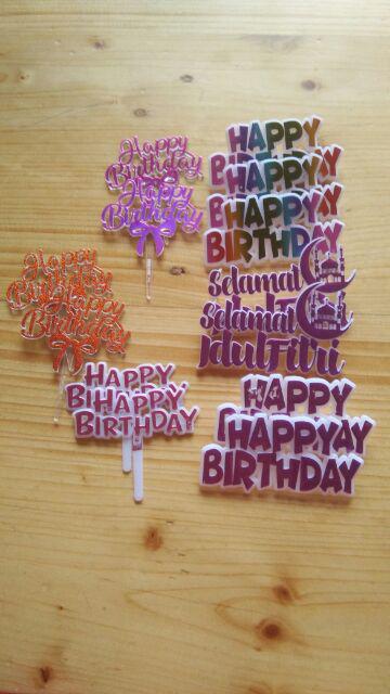 T 0086 Cake topper hiasan  kue tulisan  happy  birthday  kecil 