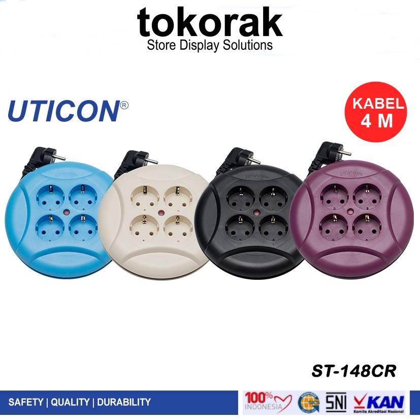 KABEL ROLL 4 METER 4 LUBANG UFO UTICON ST 148 CR - KABEL BOX GULUNG