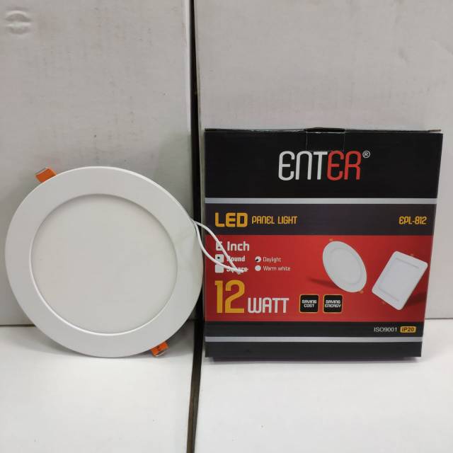 downlight led panel 12w 12 watt ib bulat CAHAYA PUTIH COOL DAYLIGHT 6500K INBOW TANAM DALAM Plafon