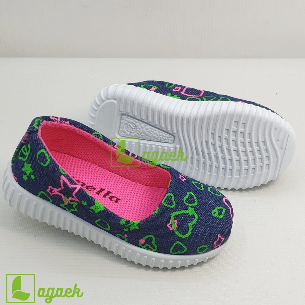 Sepatu Anak Perempuan Usia 1 2 6 7 Tahun Size 22 35 - Sepatu Anak Cewek Slip On Corak Alas Karet Anti Licin