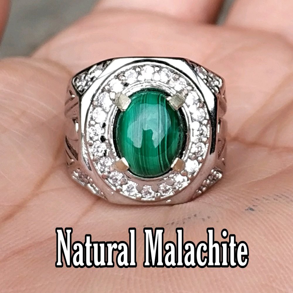 CINCIN PERMATA BATU AKIK NATURAL GREEN MALACHITE MINIMALIS