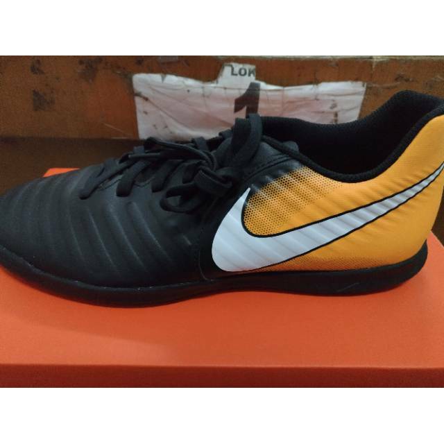 Sepatu Futsal Nike Tiempo Rio 4 IC Black Orange Original Promo