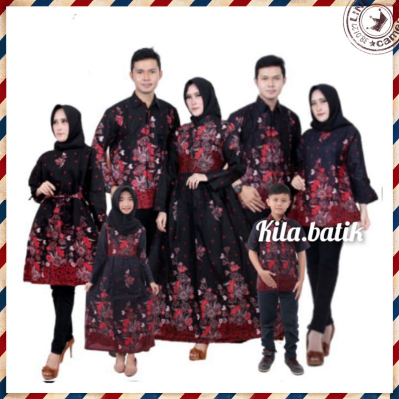 Batik Couple keluarga sania ruffle ori ndoro jowi dnt motif sakura merah.S.M.L.XL.XXL.