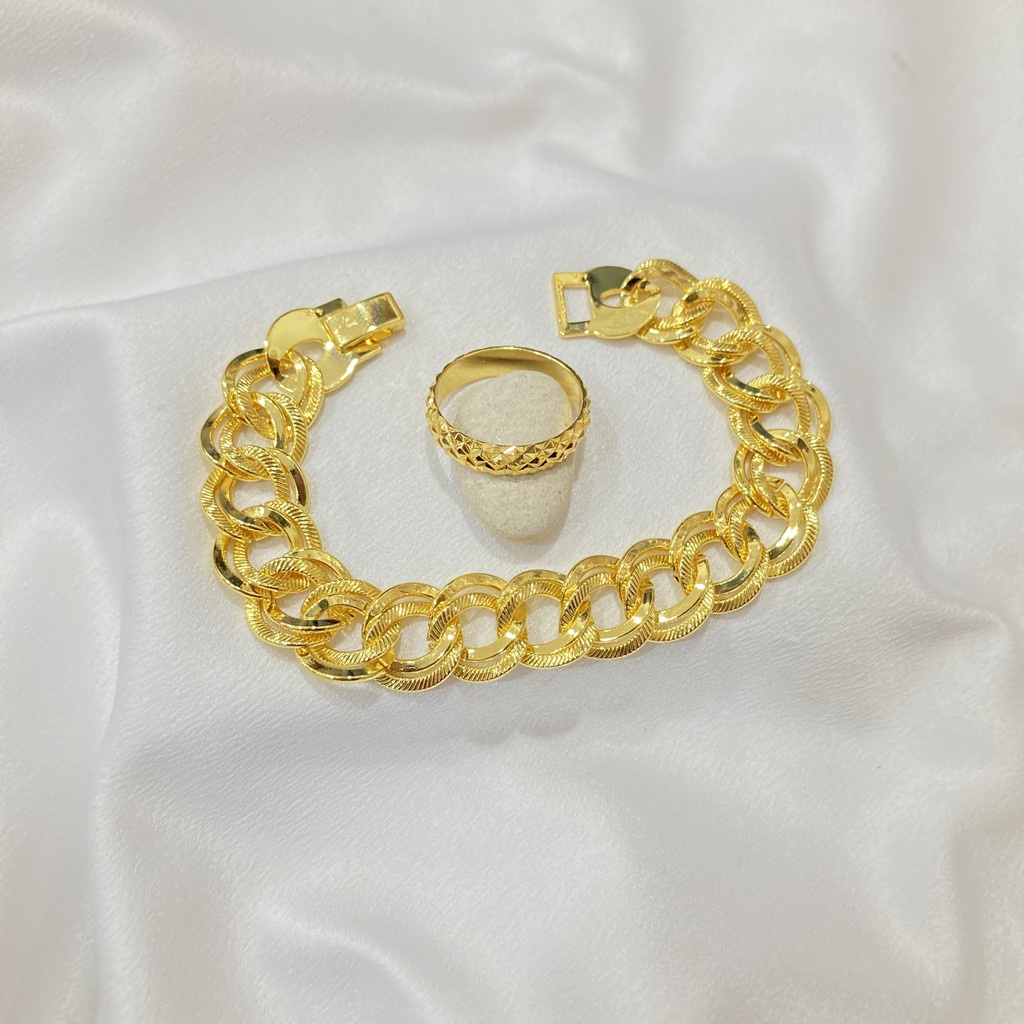 Set Gelang Cincin Sisik Naga Lapis Emas 24 Karat
