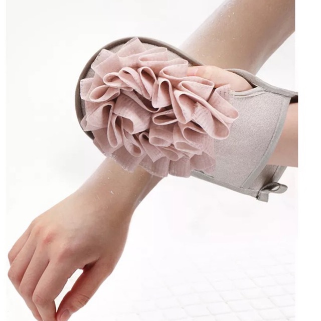 GLOVE BATH BRUSH - High Quality Body Cleaning loofah Sponge Glove with Flower Bath Ball for Body Cleaning