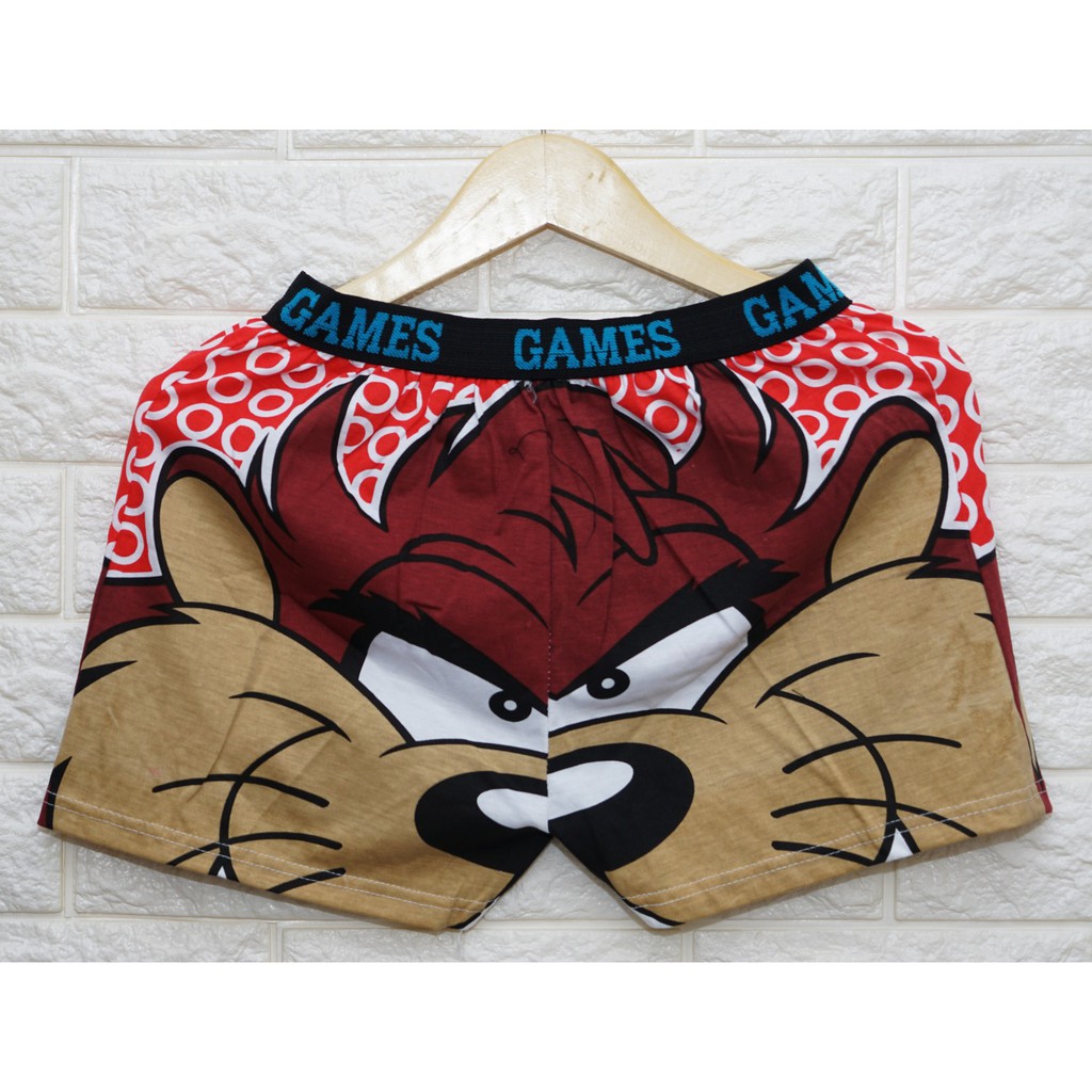 Celana  Pria / Celana Boxer Pria Wanita / Celana Motif TAZ ROUND MERAH