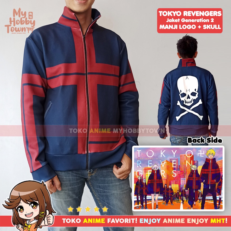 Jaket Anime Full Print Tokyo Revengers Manji Skull Generation 2 Senju Kawaragi Takemichi Hanagaki Chifuyu Matsuno