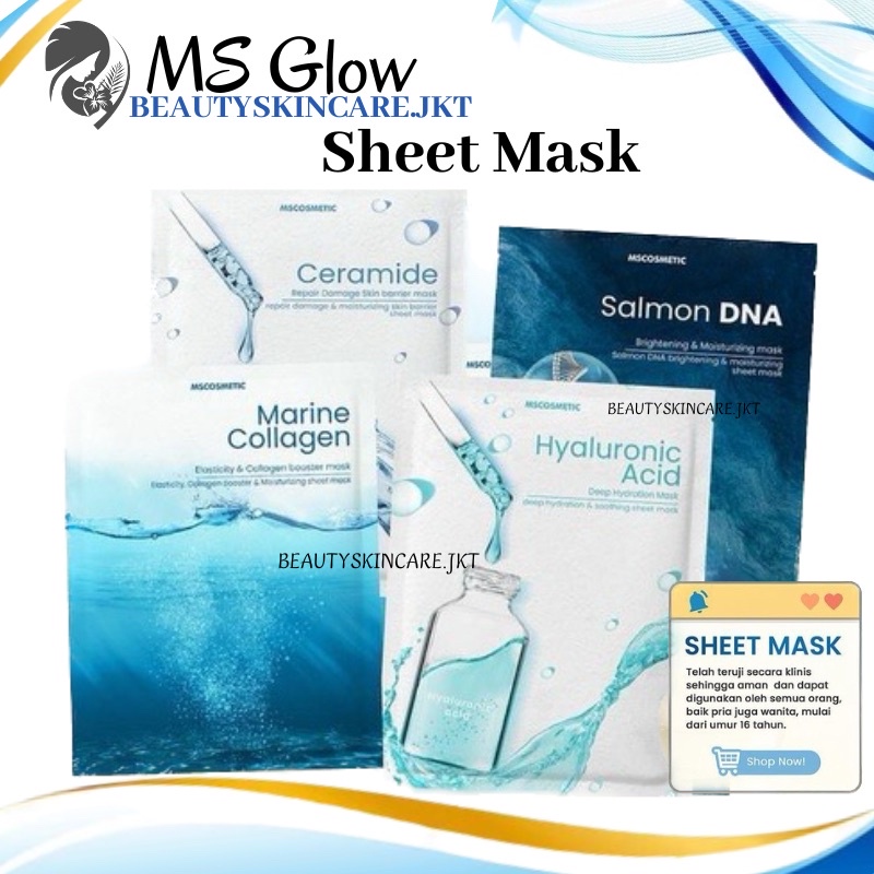 MS Glow Sheet Mask | Salmon DNA | Ceramide | Marine Collagen | Hyaluronic Acid Mask