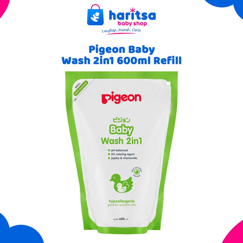 Pigeon Baby Wash Chamomile 600Ml Refill - Paraben Free / Sabun Dan Shampo Mandi Bayi